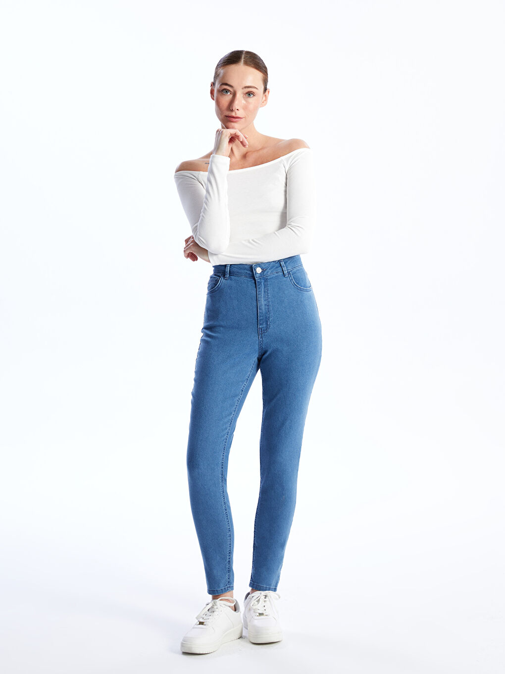 LCW ECO Orta İndigo Rodeo Jüpiter Süper Skinny Fit Kadın Jean Pantolon