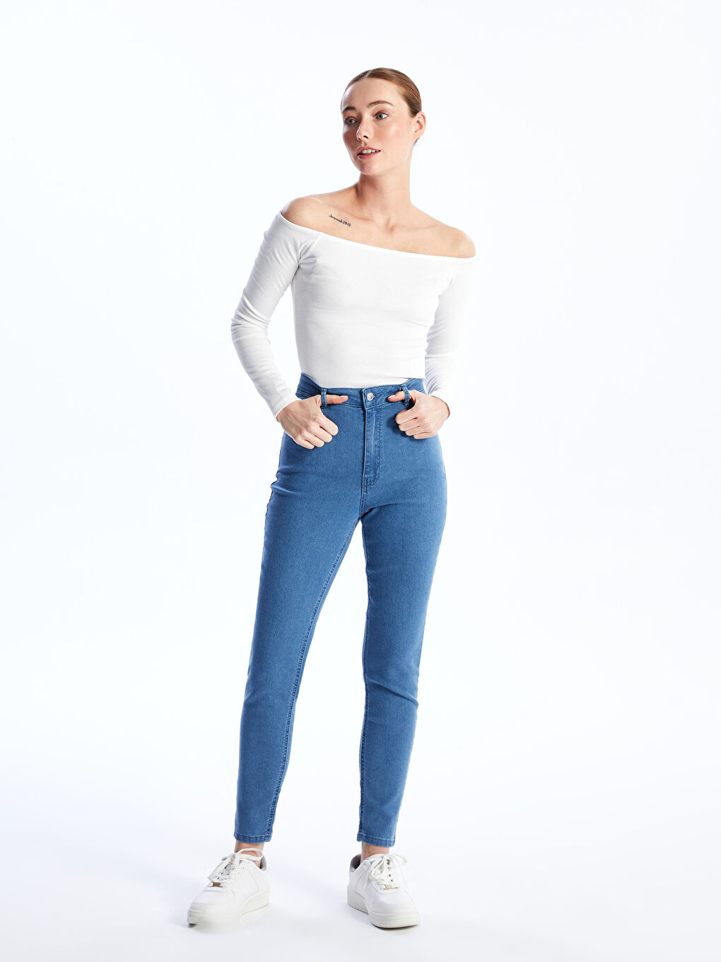 LCW ECO Orta İndigo Rodeo Jüpiter Süper Skinny Fit Kadın Jean Pantolon - 1