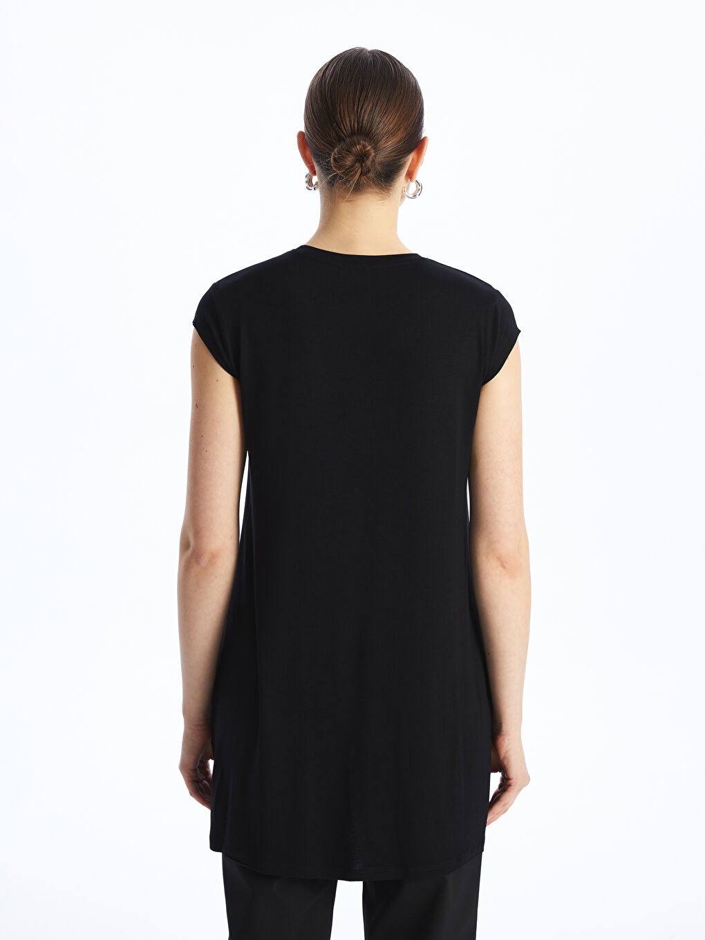 Crew Neck Printed Short Sleeve Women's Tunic -S4FA74Z8-CVL