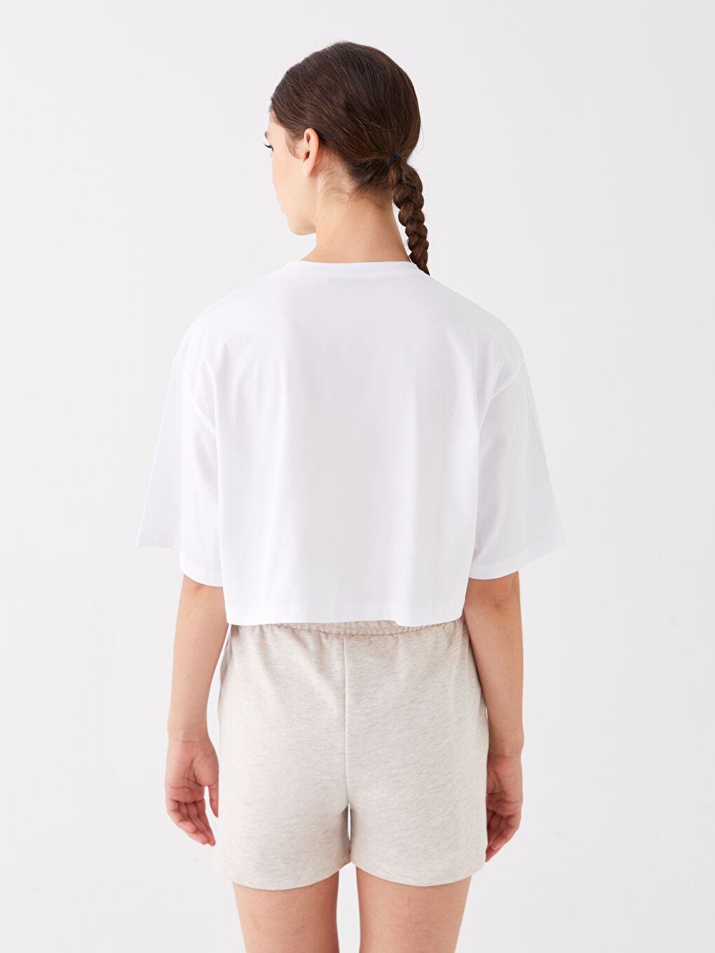 Crew Neck Printed Short Sleeve Women's Crop Top -S4FA77Z8-Q6K