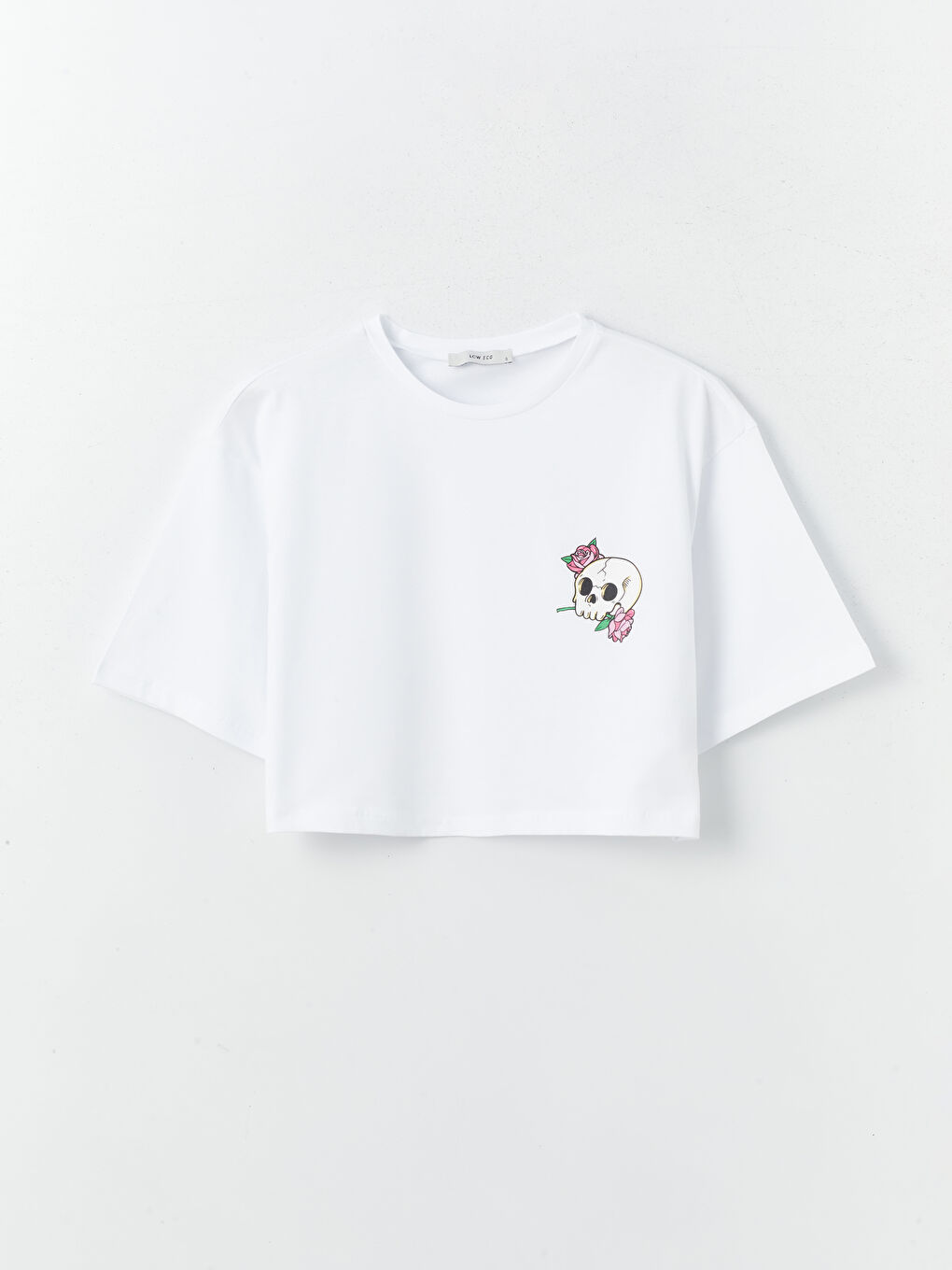 Crew Neck Printed Short Sleeve Women's Crop Top -S4FA77Z8-Q6K
