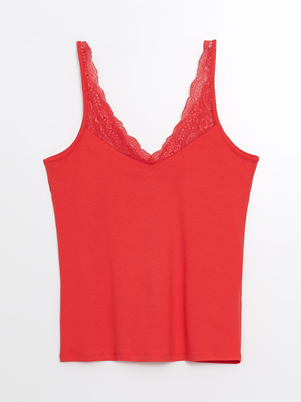 LCW DREAM Kirmizi V Yaka Dantel Detaylı Kadın Pijama Takımı - 5