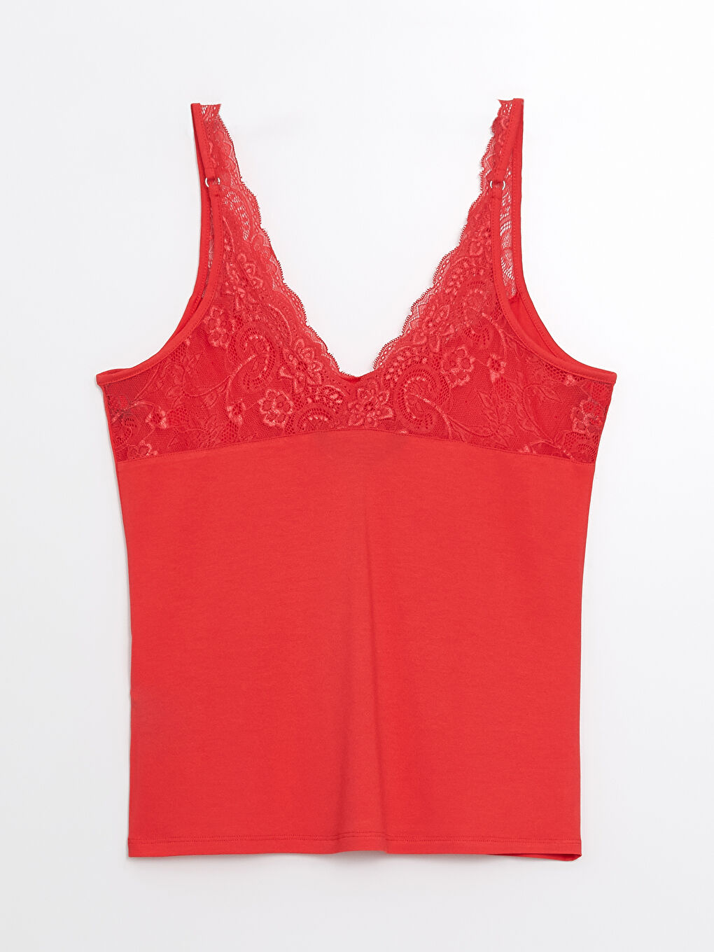 LCW DREAM Kirmizi V Yaka Dantel Detaylı Kadın Pijama Takımı - 6