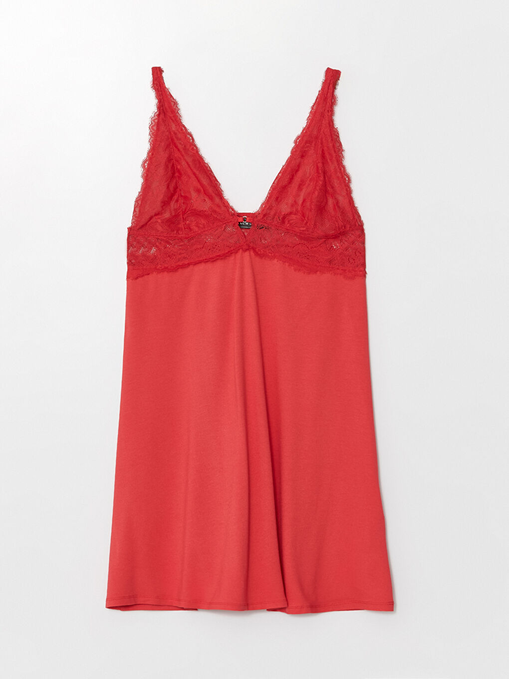 V-Neck Lace Detailed Strappy Women's Fancy Nightdress -S4FB12Z8-H1B