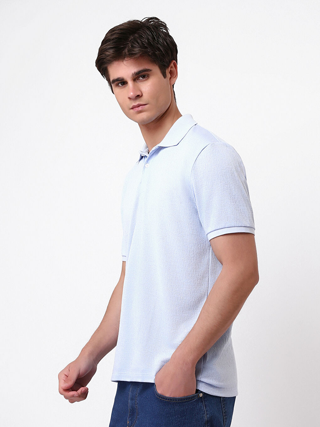 Polo Neck Short Sleeve Men's T-Shirt-3
