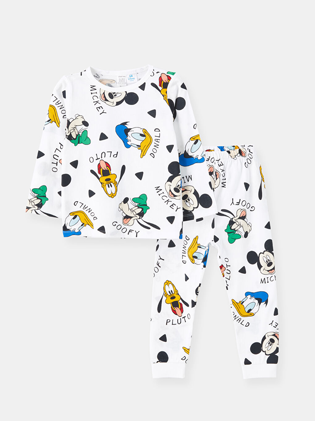 LCW baby Ekru Baskılı Bisiklet Yaka Uzun Kollu Daffy Duck Baskılı Erkek Bebek Pijama Takımı