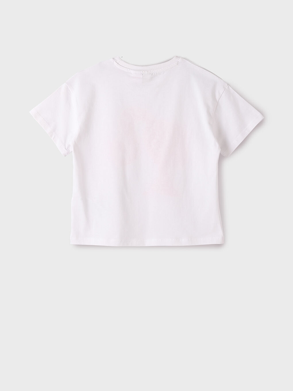 تيشيرت كم قصير مطبوع باربي بياقة دائرية للبنات-2