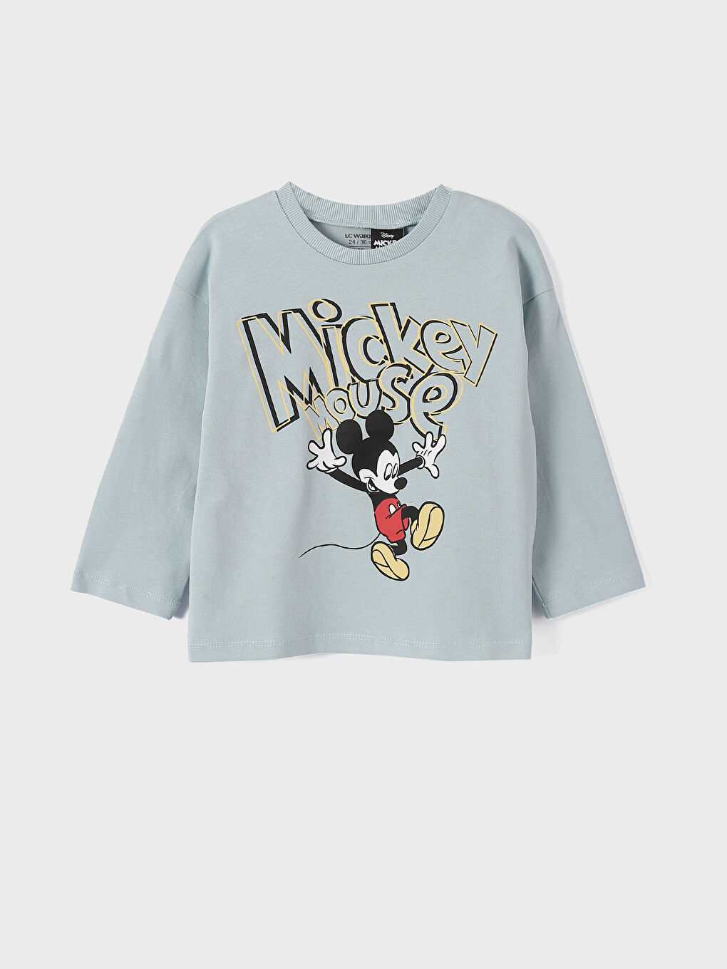 سويت شيرت وبنطلون للأولاد الرضع بياقة دائرية مطبوع ميكي ماوس وكم طويل-1