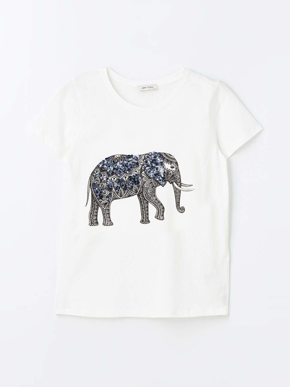 تي شيرت كم قصير مزخرف بياقة دائرية للسيدات-5