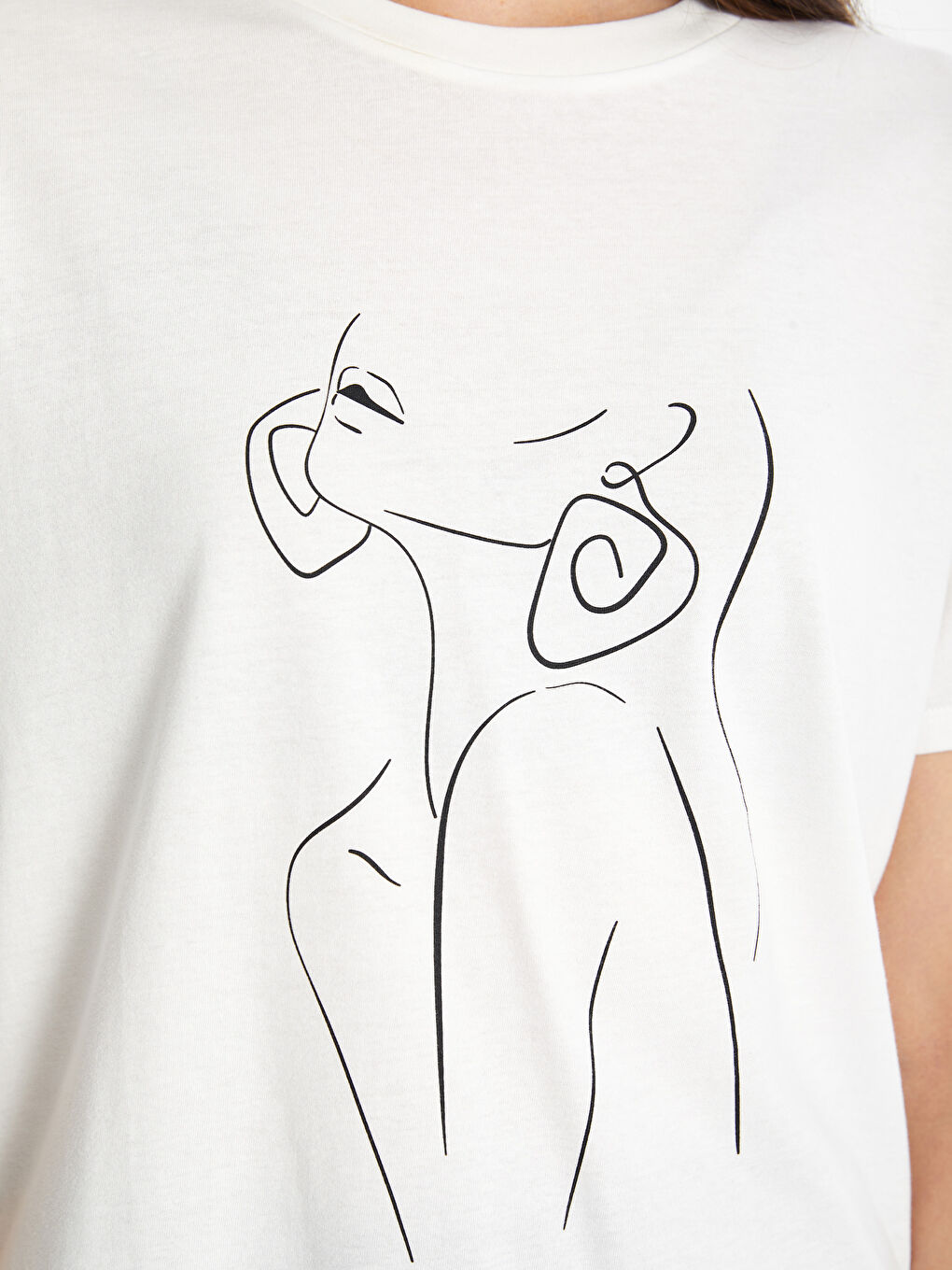 Crew Neck Printed Short Sleeve Women's T-Shirt-2