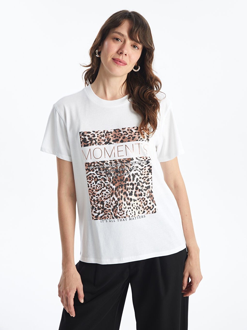 LCW Vision Crew Neck Printed Short Sleeve Women's T-Shirt -S4FD18Z8-Q6K