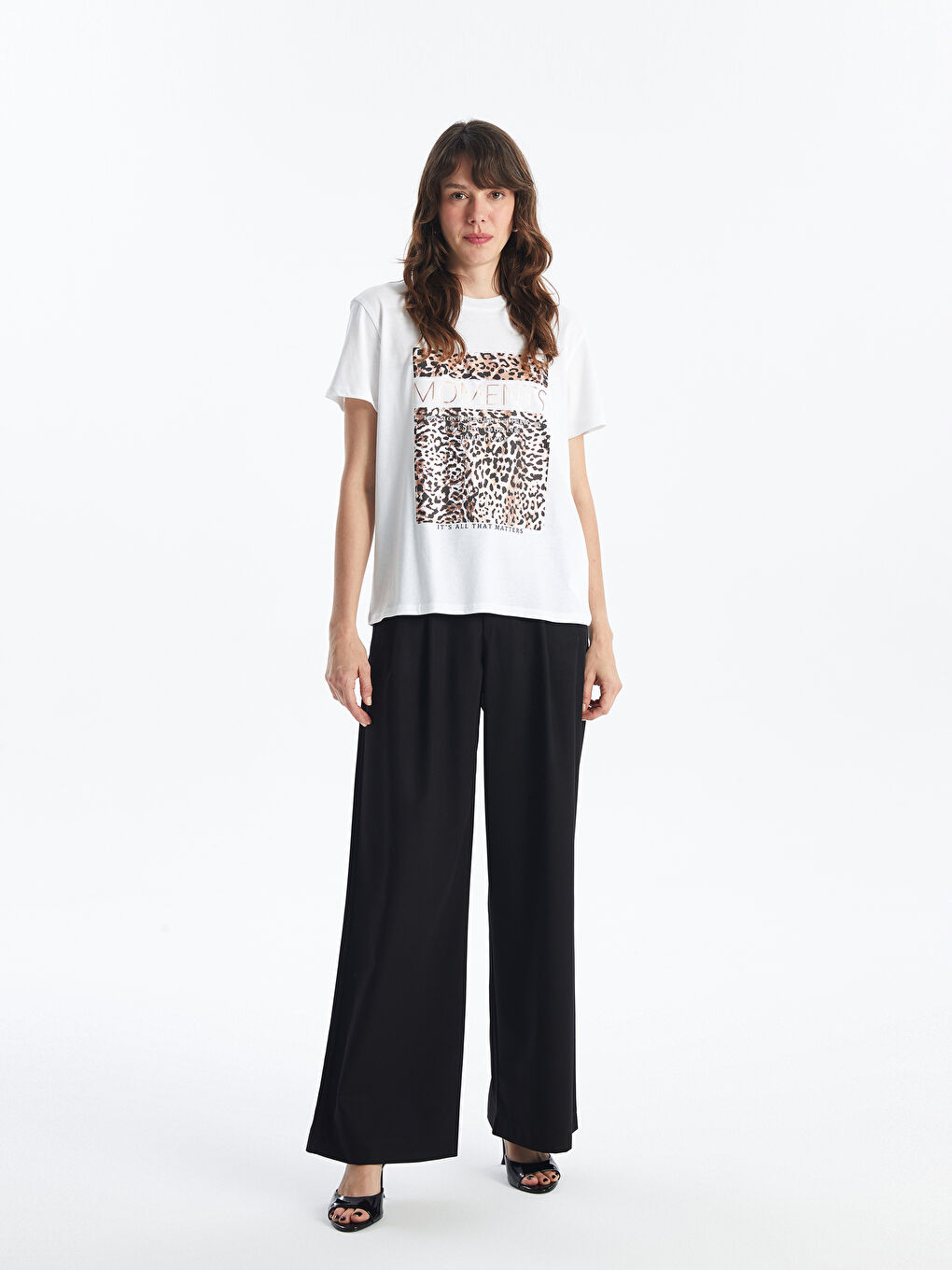 LCW Vision Crew Neck Printed Short Sleeve Women's T-Shirt -S4FD18Z8-Q6K