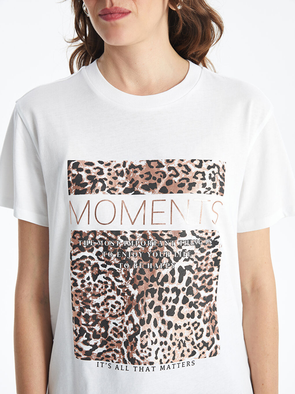 LCW Vision Crew Neck Printed Short Sleeve Women's T-Shirt -S4FD18Z8-Q6K