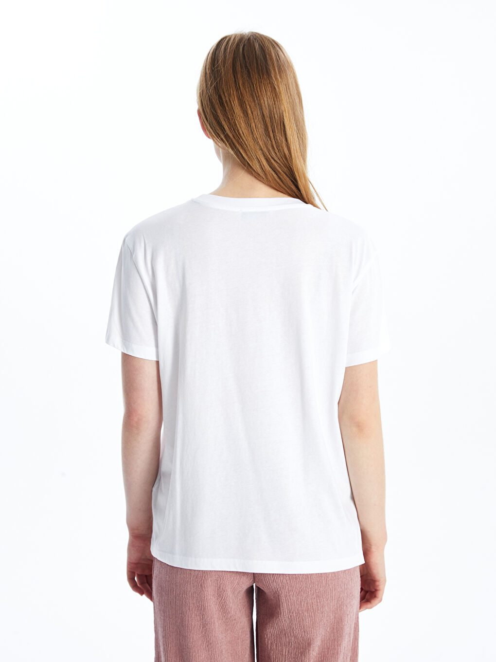 T-shirt à manches courtes imprimé à col rond pour femmes-3