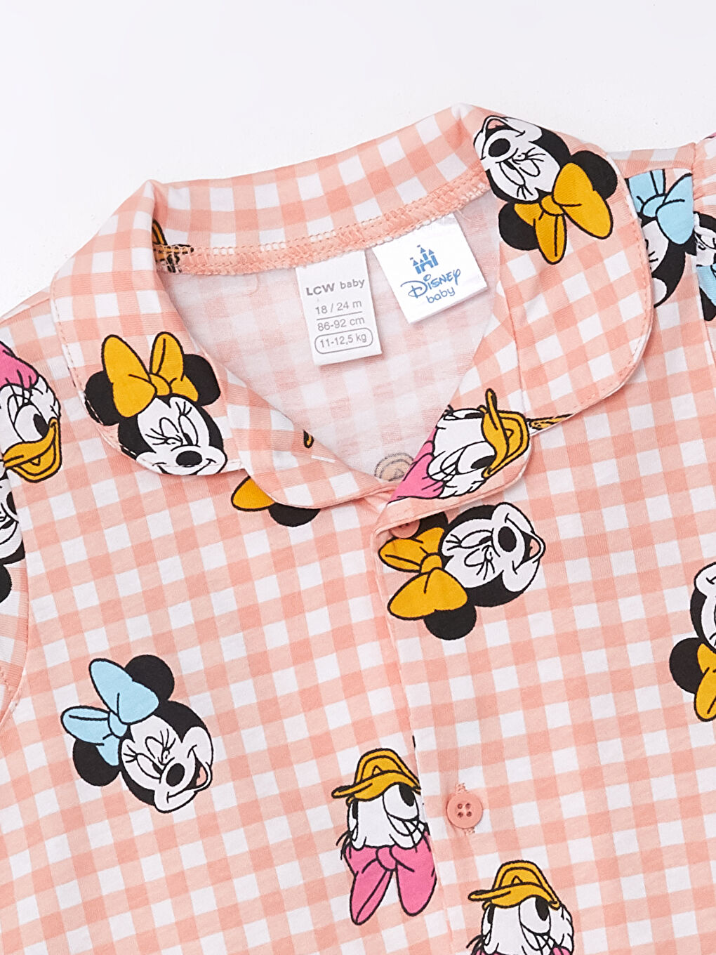 LCW baby Ekru Baskılı Bisiklet Yaka Minnie Mouse Baskılı Kız Bebek Şortlu Pijama Takımı - 2