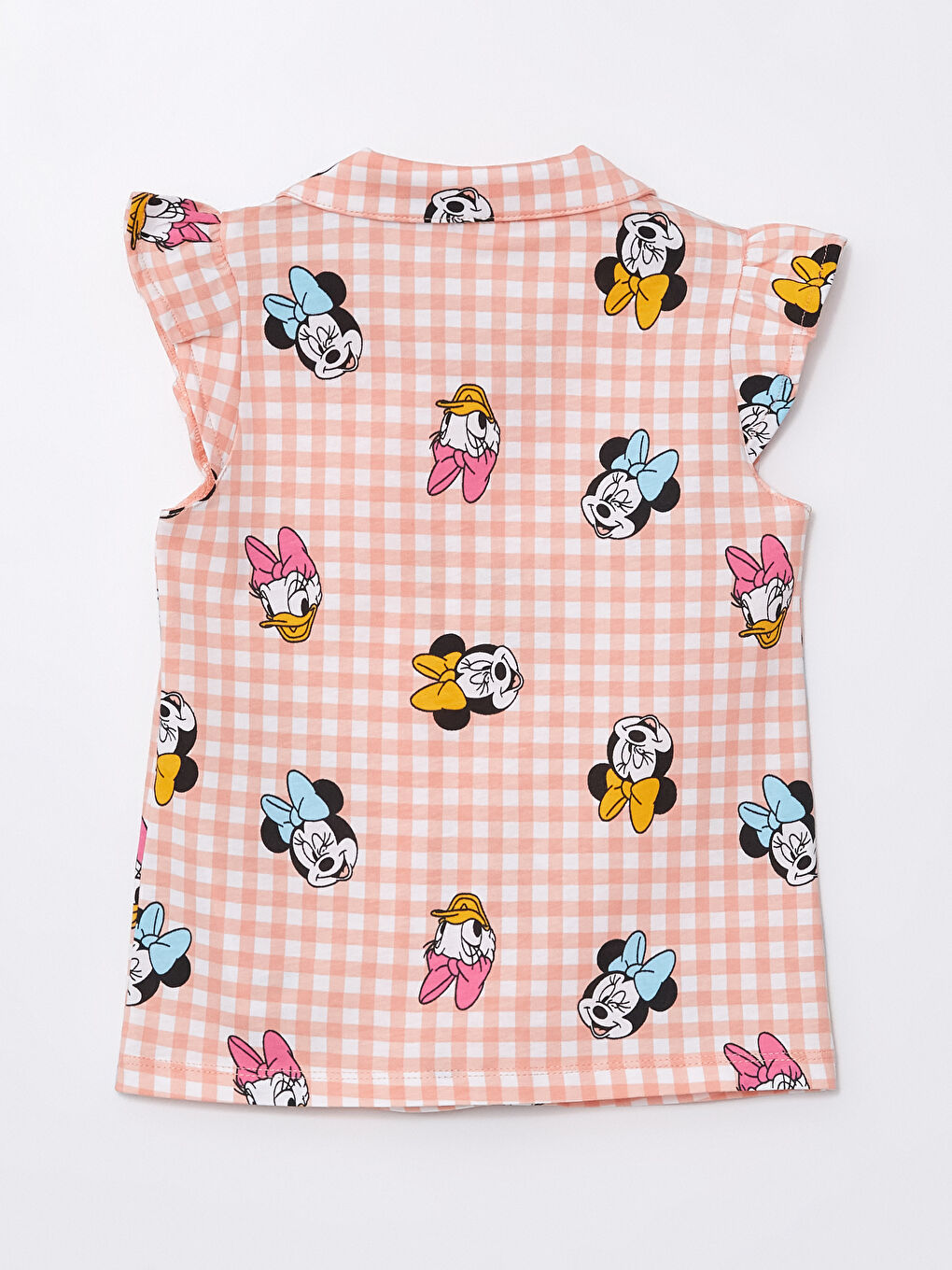 LCW baby Ekru Baskılı Bisiklet Yaka Minnie Mouse Baskılı Kız Bebek Şortlu Pijama Takımı - 3