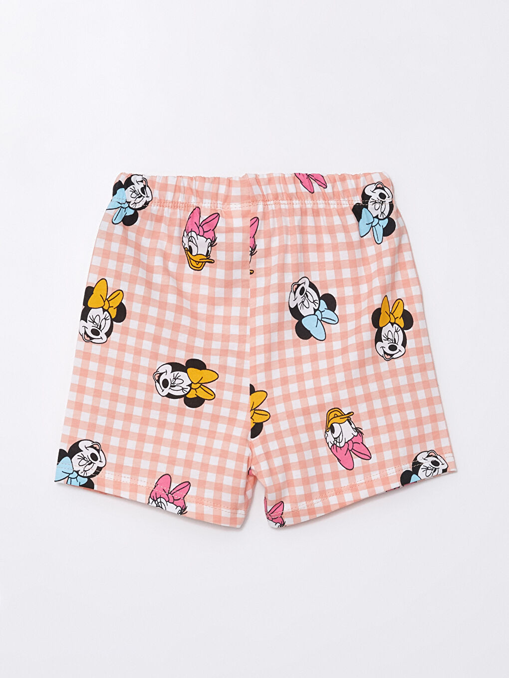 LCW baby Ekru Baskılı Bisiklet Yaka Minnie Mouse Baskılı Kız Bebek Şortlu Pijama Takımı - 4