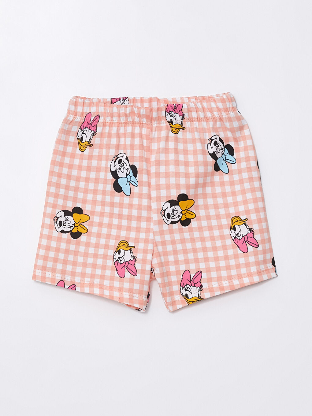 LCW baby Ekru Baskılı Bisiklet Yaka Minnie Mouse Baskılı Kız Bebek Şortlu Pijama Takımı - 6