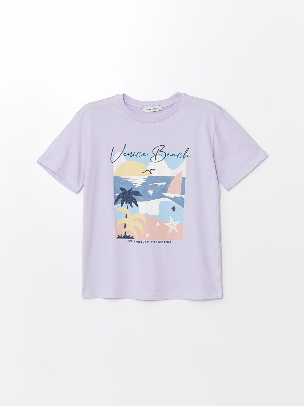 تيشيرت نسائي بأكمام قصيرة وياقة دائرية مطبوع-4