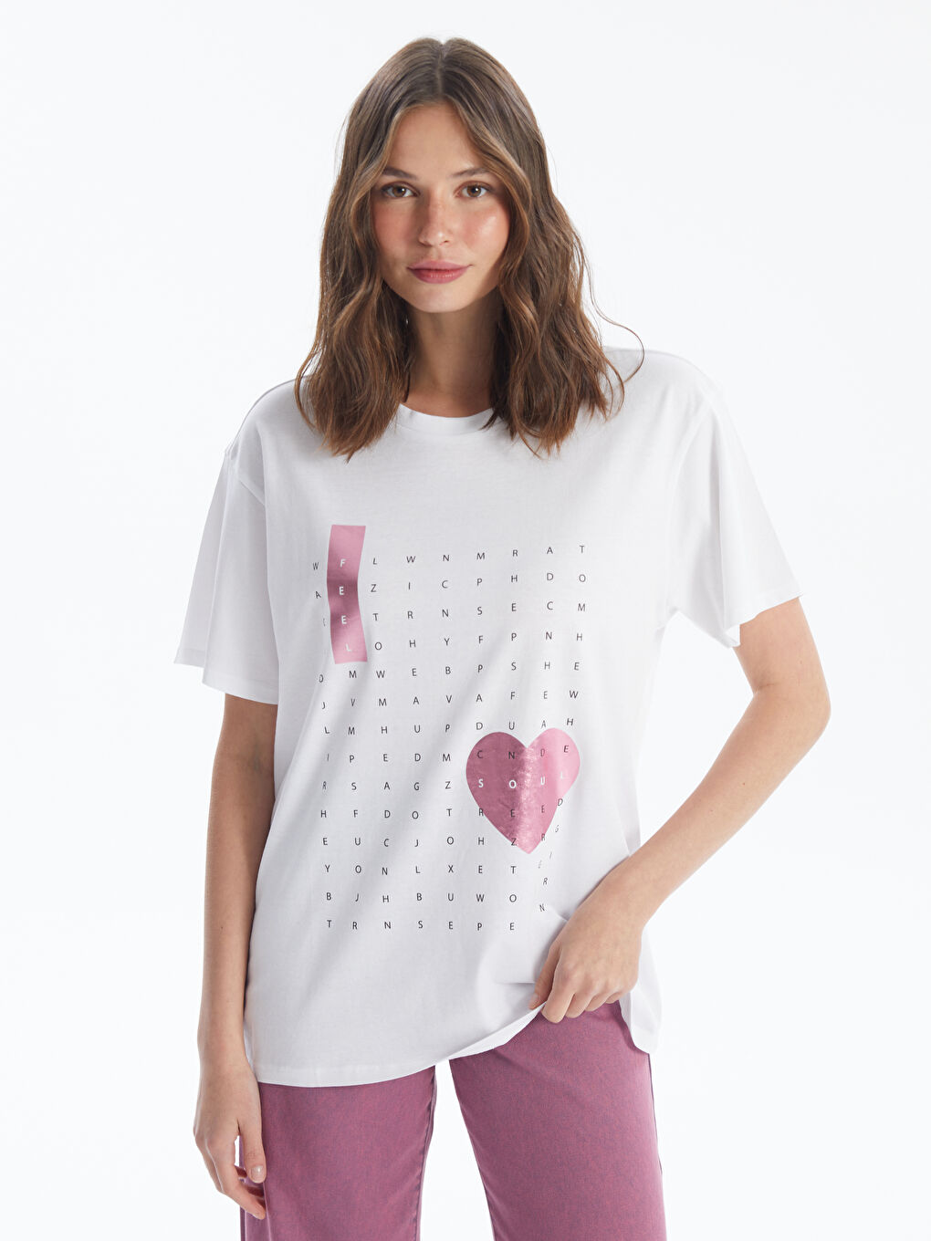 LCW Vision Crew Neck Printed Short Sleeve Women's T-Shirt -S4FD32Z8-Q6K