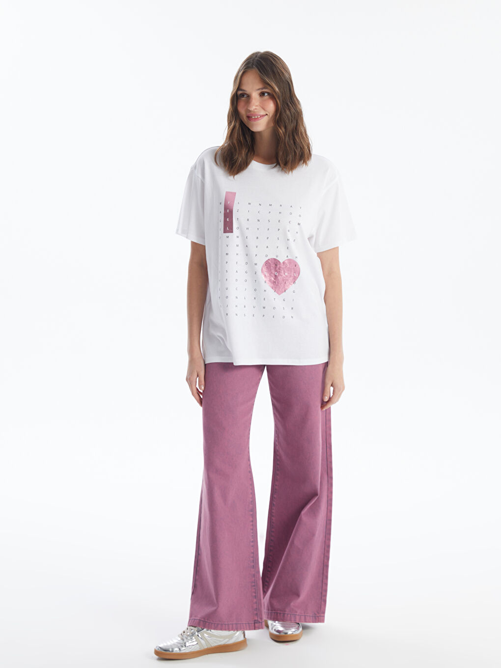 LCW Vision Crew Neck Printed Short Sleeve Women's T-Shirt -S4FD32Z8-Q6K