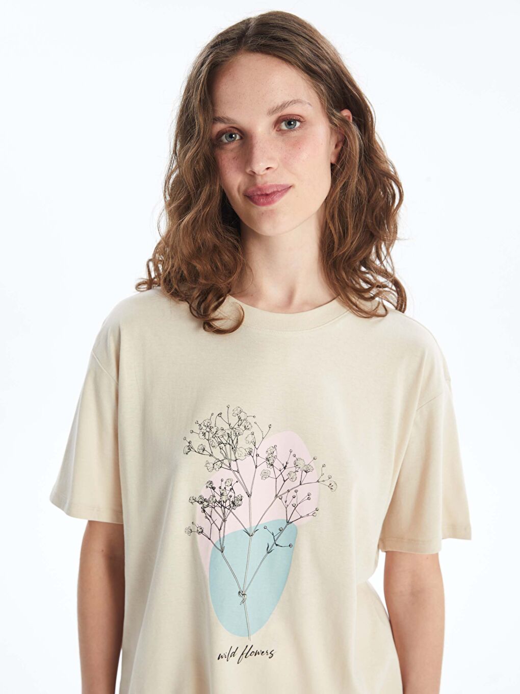 Crew Neck Printed Short Sleeve Women's T-Shirt-1