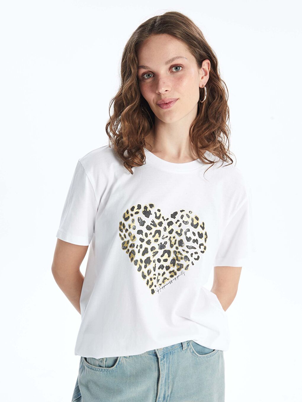 LCW Vision Crew Neck Printed Women's T-Shirt -S4FD39Z8-Q6K