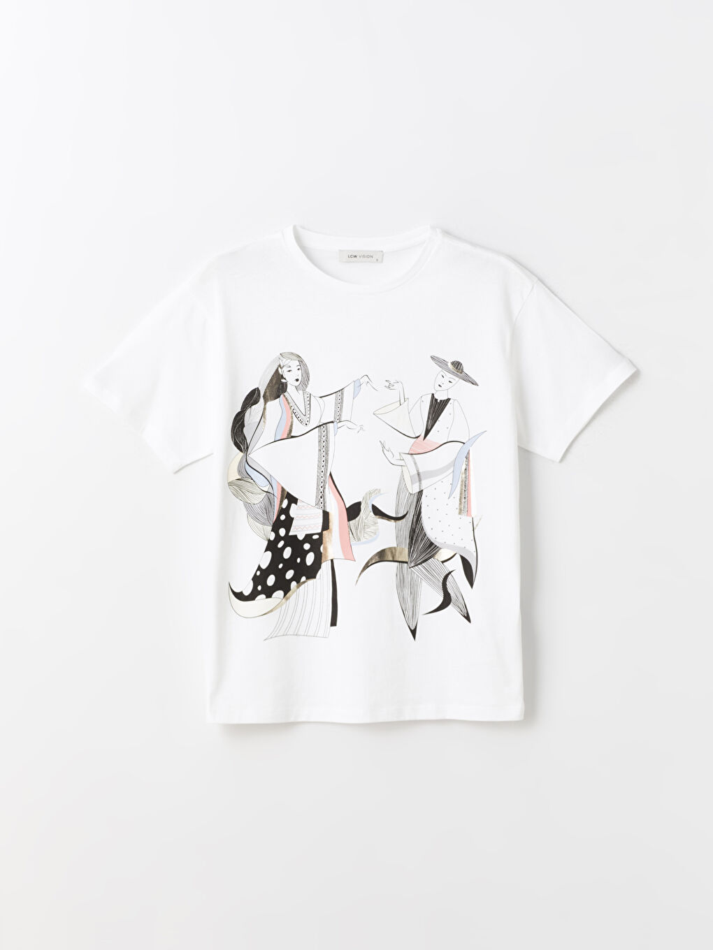 Crew Neck Printed Short Sleeve Women's T-Shirt-5