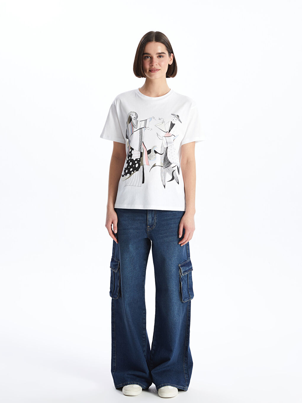 Crew Neck Printed Short Sleeve Women's T-Shirt-2