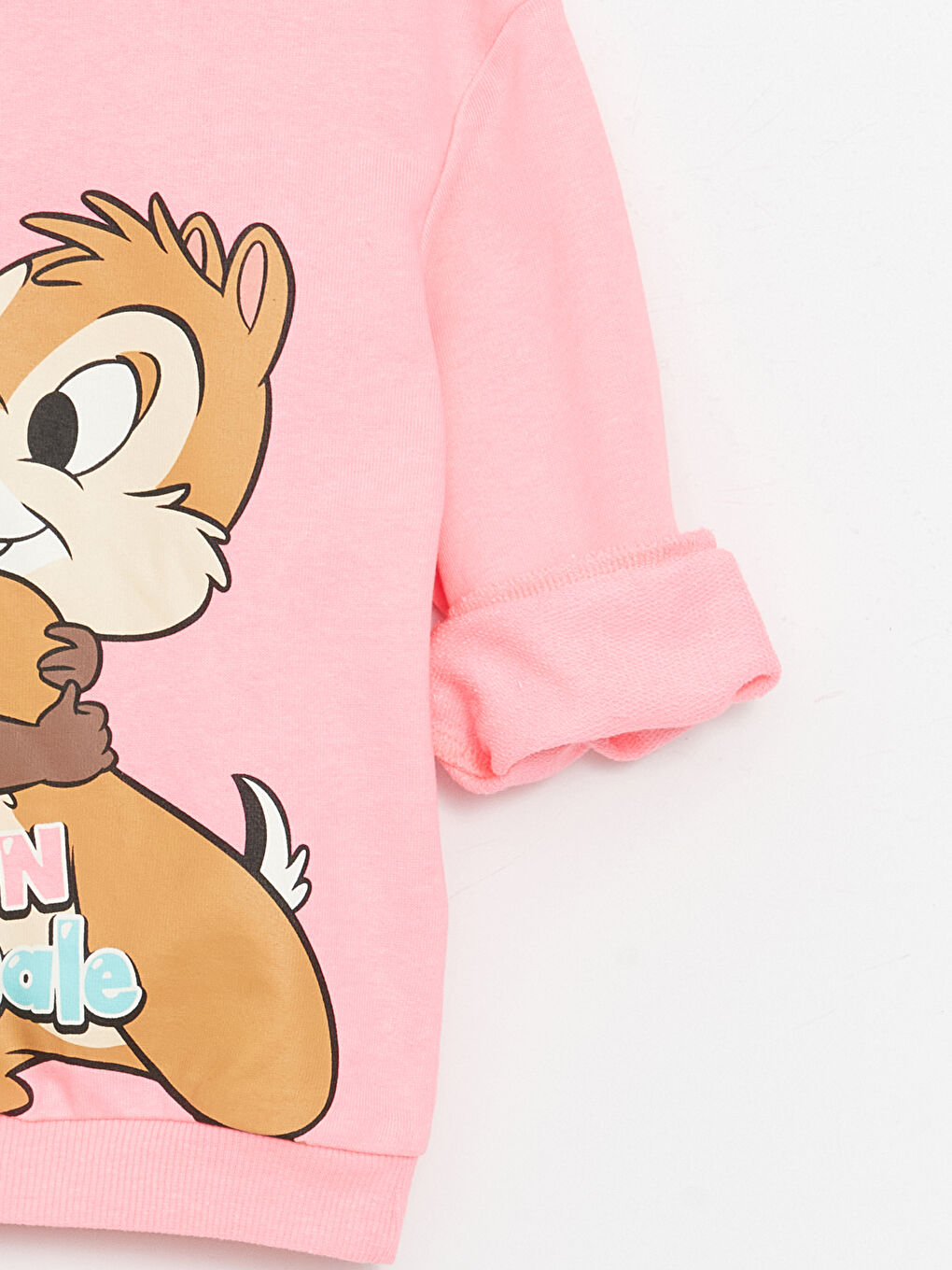 LCW baby Neon Pembe Bisiklet Yaka Chip'n Dale Baskılı Uzun Kollu Kız Bebek Sweatshirt - 1