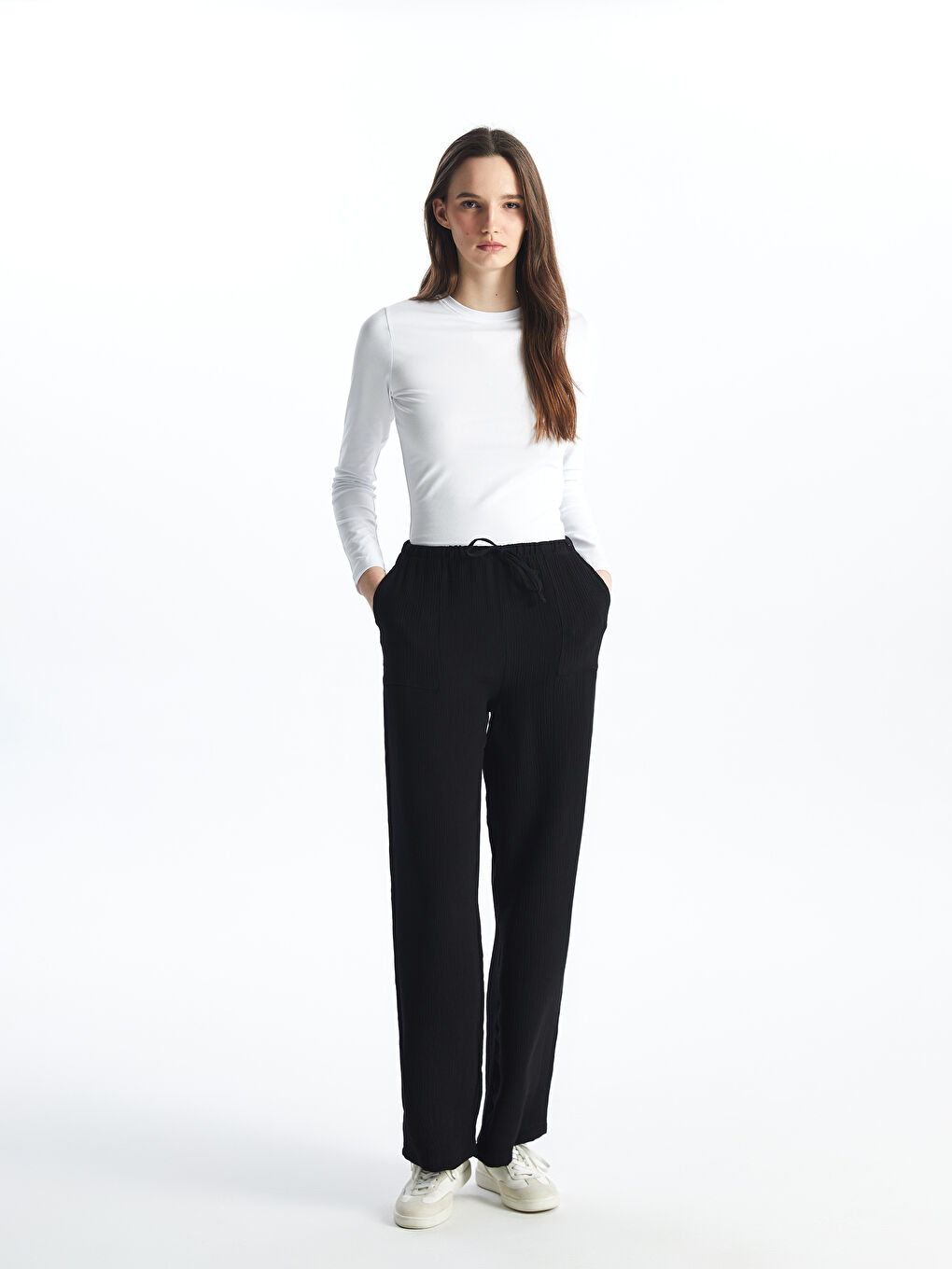 LCW Vision Pantalone sa elastičnim strukom opuštenog kroja za žene -S4FD56Z8-CVL