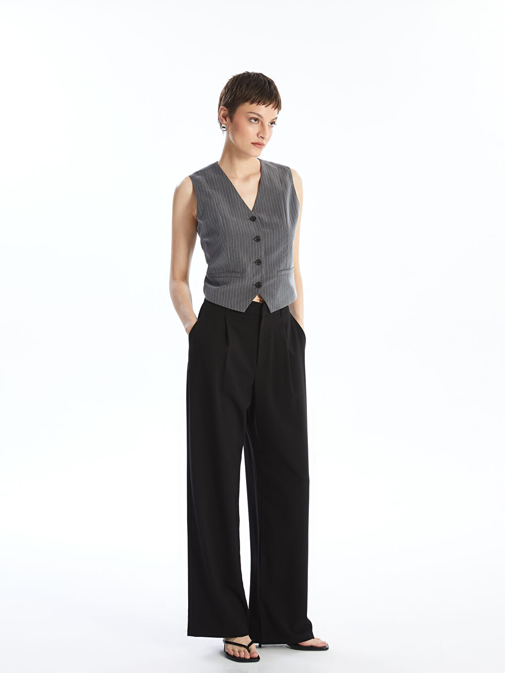 LCW Vision Comfortable Fit Plain Wide Leg Women's Trousers -S4FD65Z8-CVL