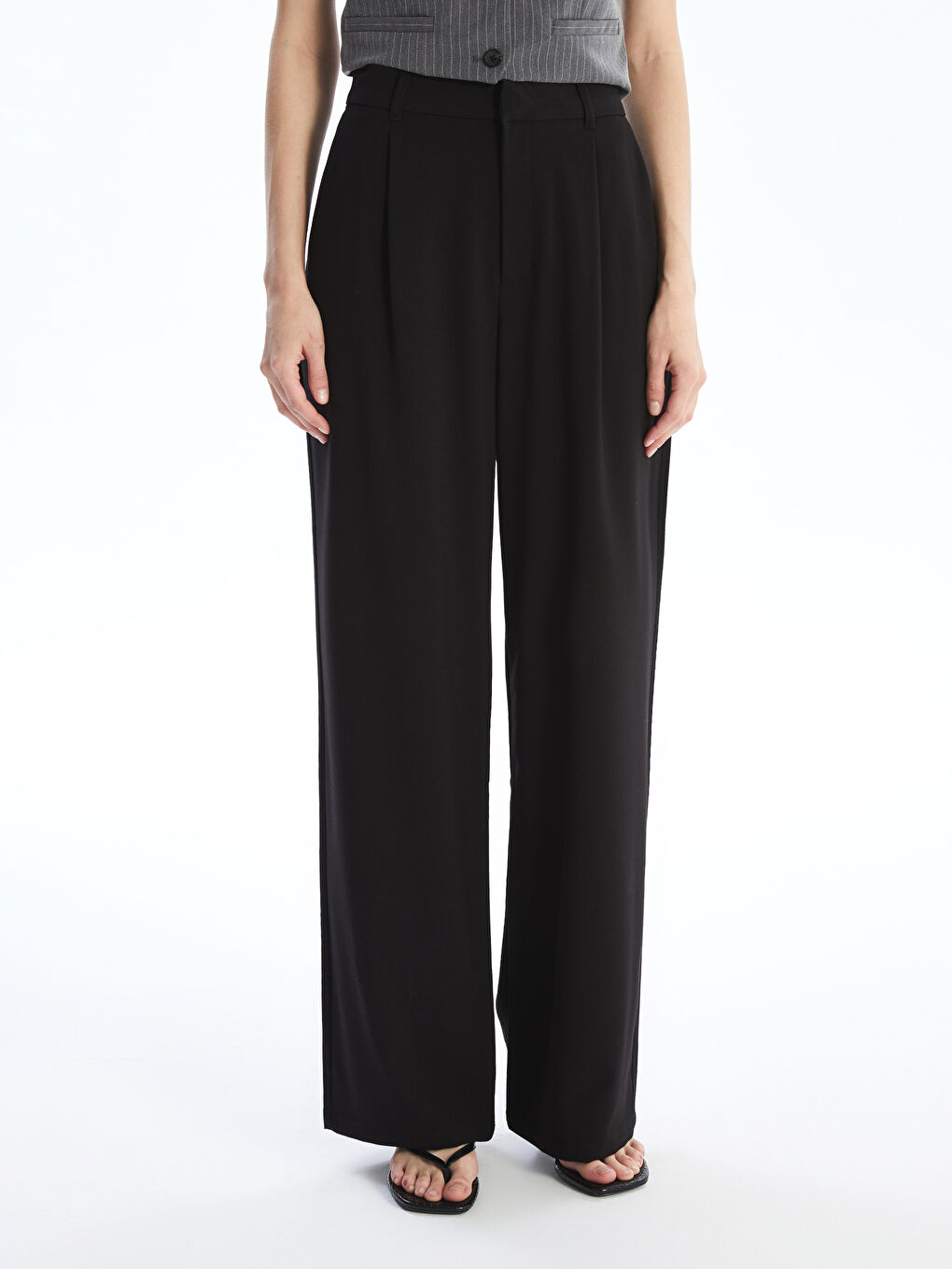 LCW Vision Comfortable Fit Plain Wide Leg Women's Trousers -S4FD65Z8-CVL