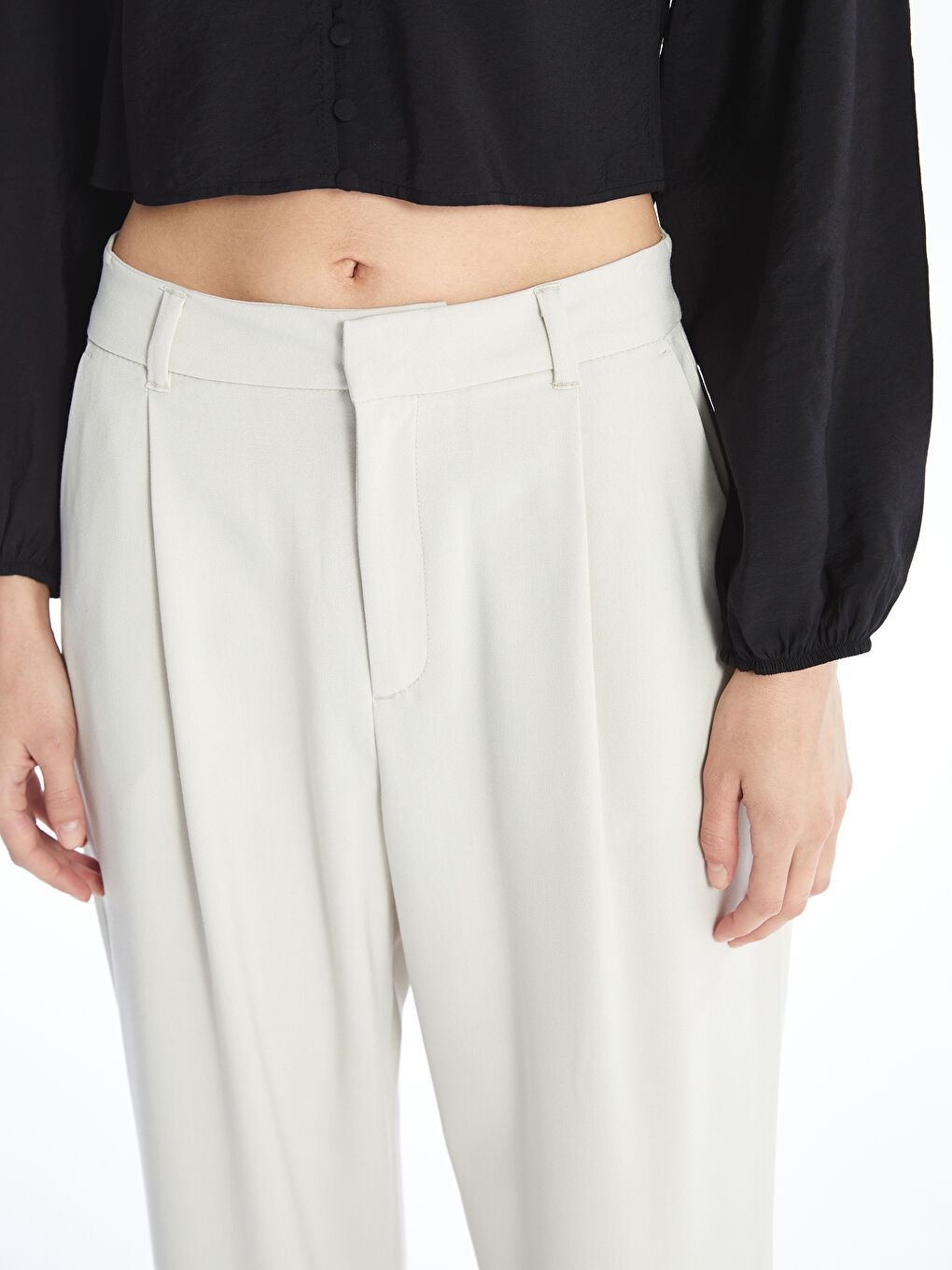 LCW Vision Comfortable Fit Plain Wide Leg Women's Trousers -S4FD65Z8-G5M