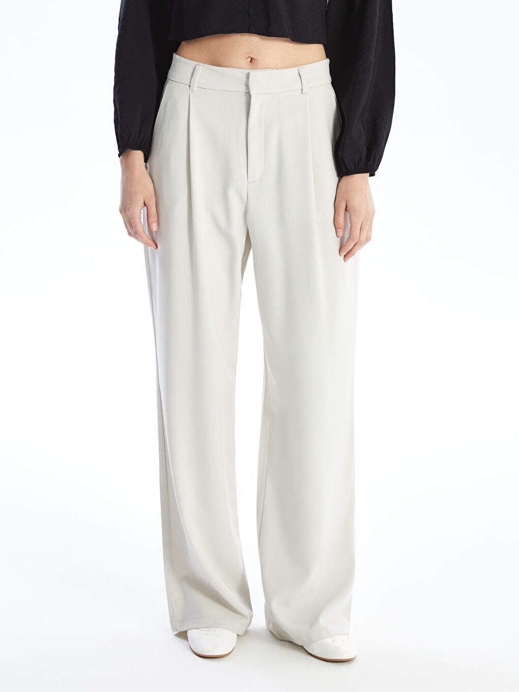LCW Vision Comfortable Fit Plain Wide Leg Women's Trousers -S4FD65Z8-G5M