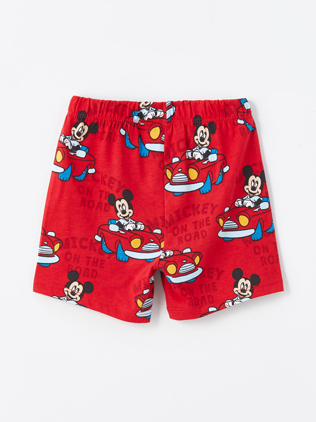 LCW baby Optik Beyaz Bisiklet Yaka Kısa Kollu Mickey Mouse Baskılı Erkek Bebek Şortlu Pijama Takımı - 4