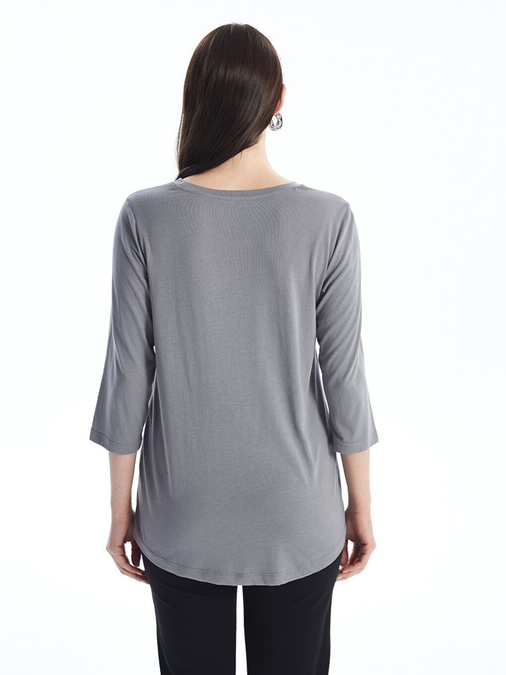 تيشيرت مطبوع بياقة دائرية للسيدات-4