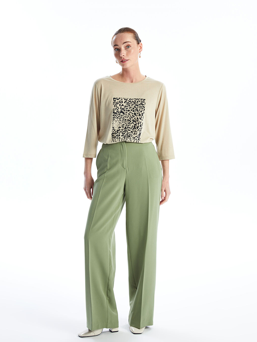 Crew Neck Printed Long Sleeve Women's T-Shirt -S4FD74Z8-QY2