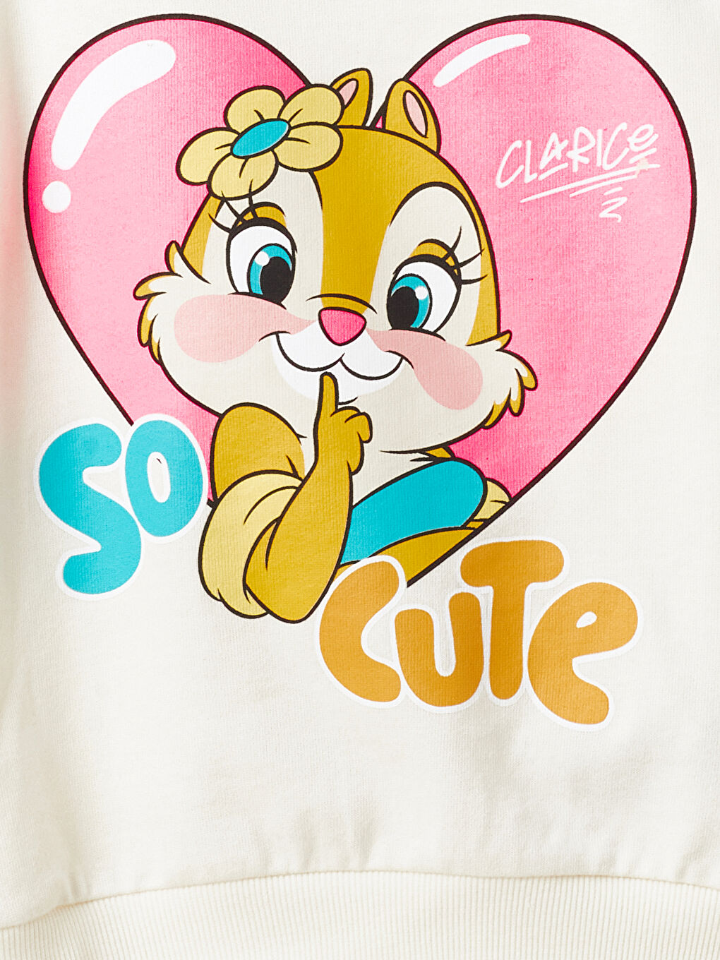 LCW baby Ekru Bisiklet Yaka Uzun Kollu Chip and Dale Baskılı Kız Bebek Sweatshirt ve Eşofman Alt 2'li Takım - 5