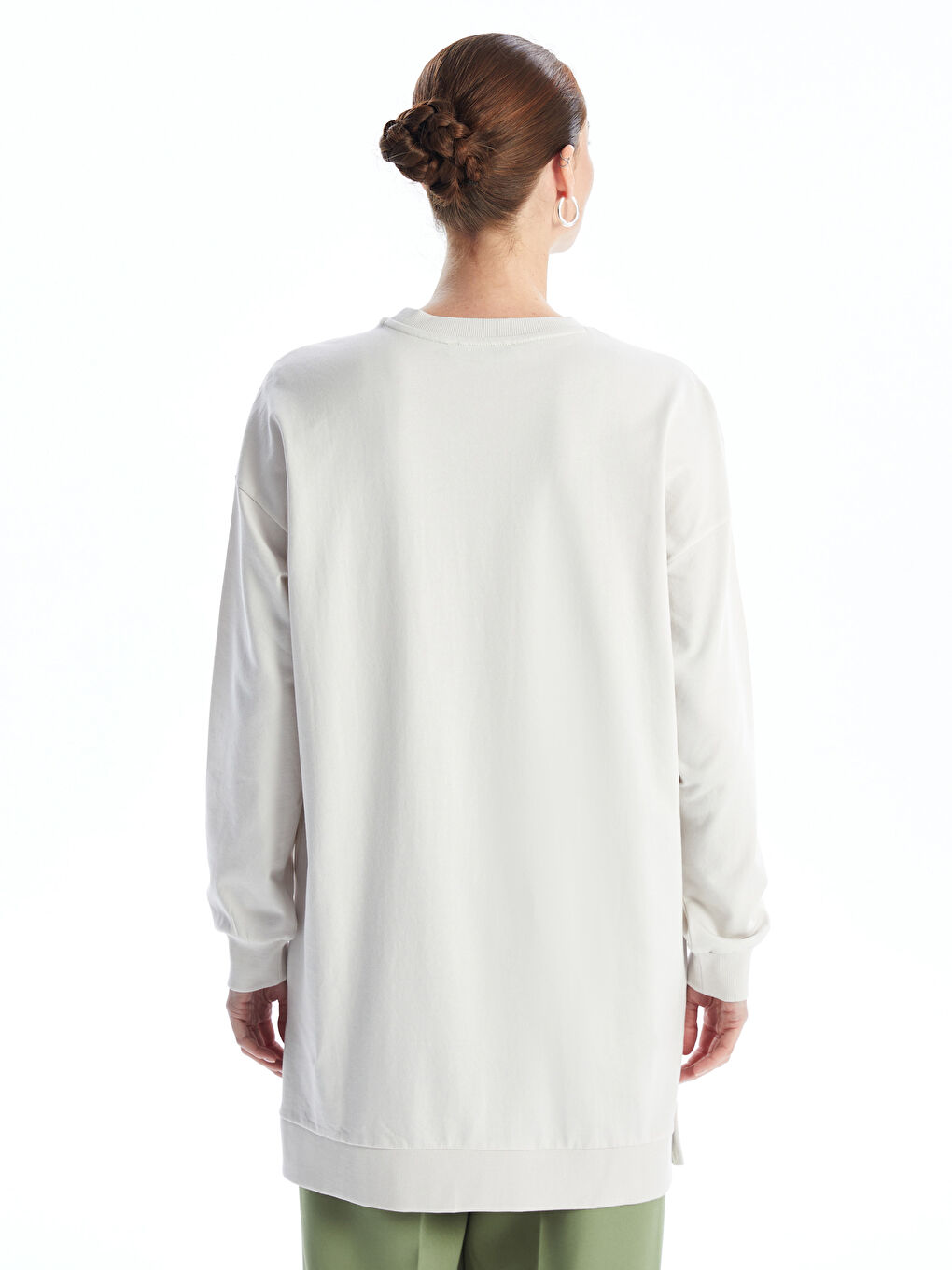 Crew Neck Printed Oversize Women's Sweatshirt Tunic-4