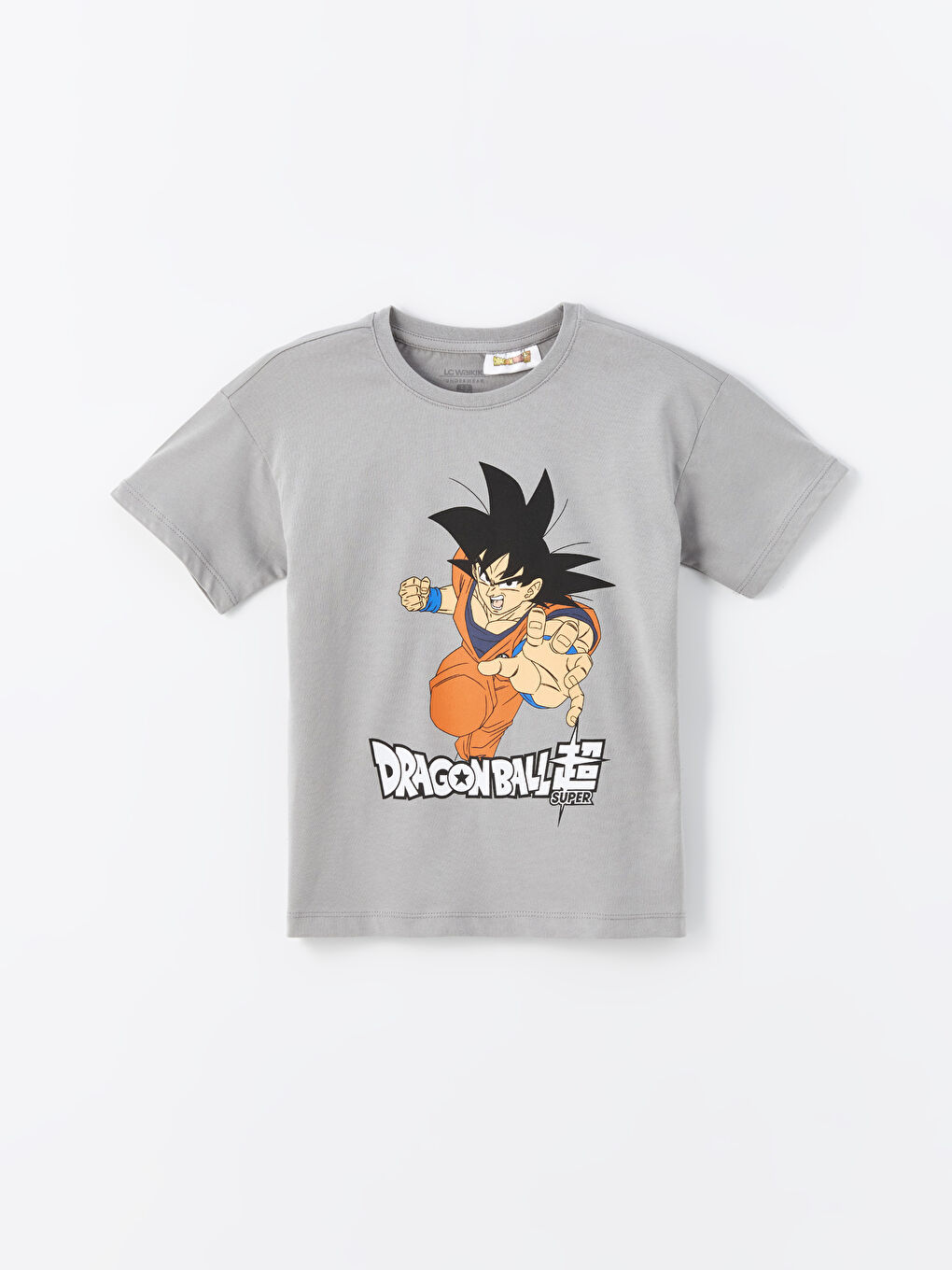 Gri Bisiklet Yaka Dragon Ball Baskılı Erkek Çocuk Pijama Üst