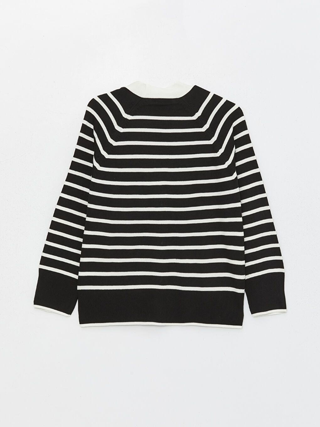 V Neck Striped Long Sleeve Women's Tricot Cardigan -S4FE03Z8-LFC