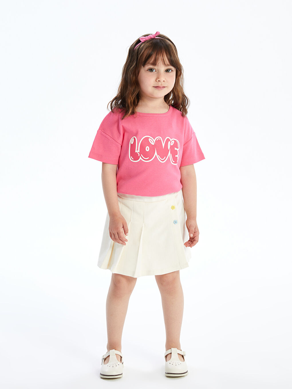 Ekru Beli Lastikli Kız Bebek Şort Etek-2