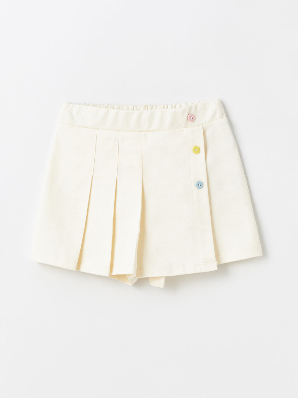 Ekru Beli Lastikli Kız Bebek Şort Etek-4