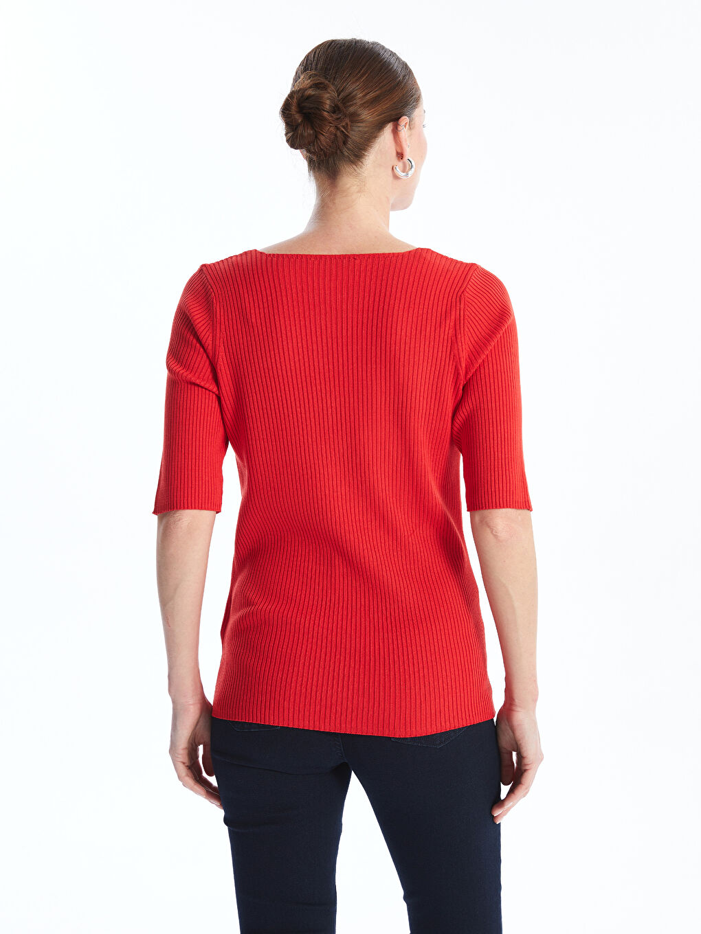 V Neck Plain Short Sleeve Women's Knitwear Sweater -S4FE42Z8-KYV