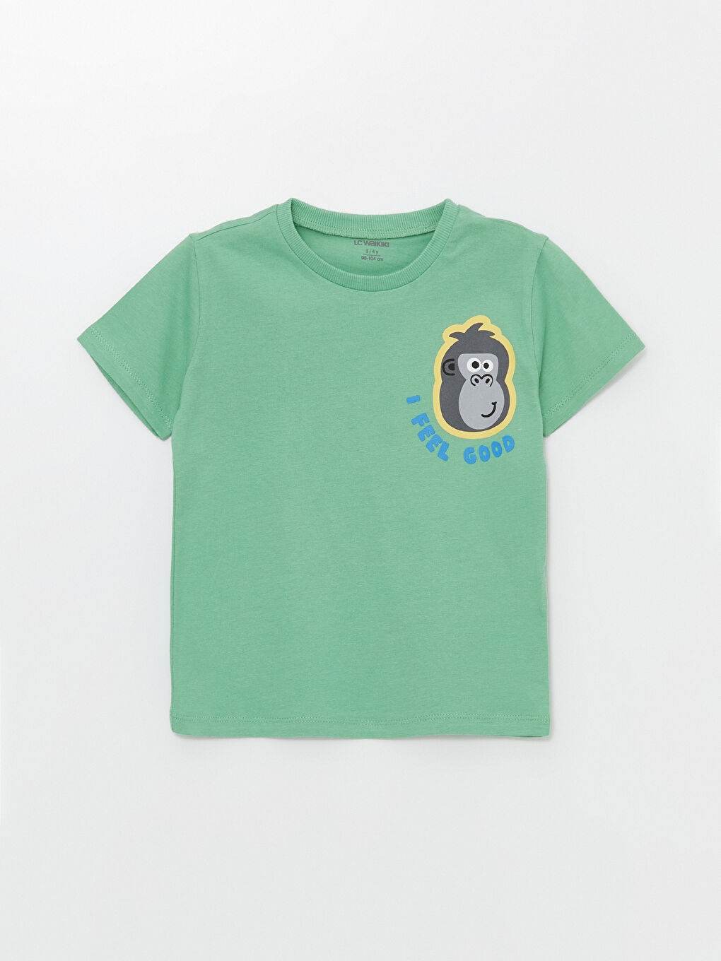 Yeşil Bisiklet Yaka Kısa Kollu Baskılı Erkek Bebek Tişört