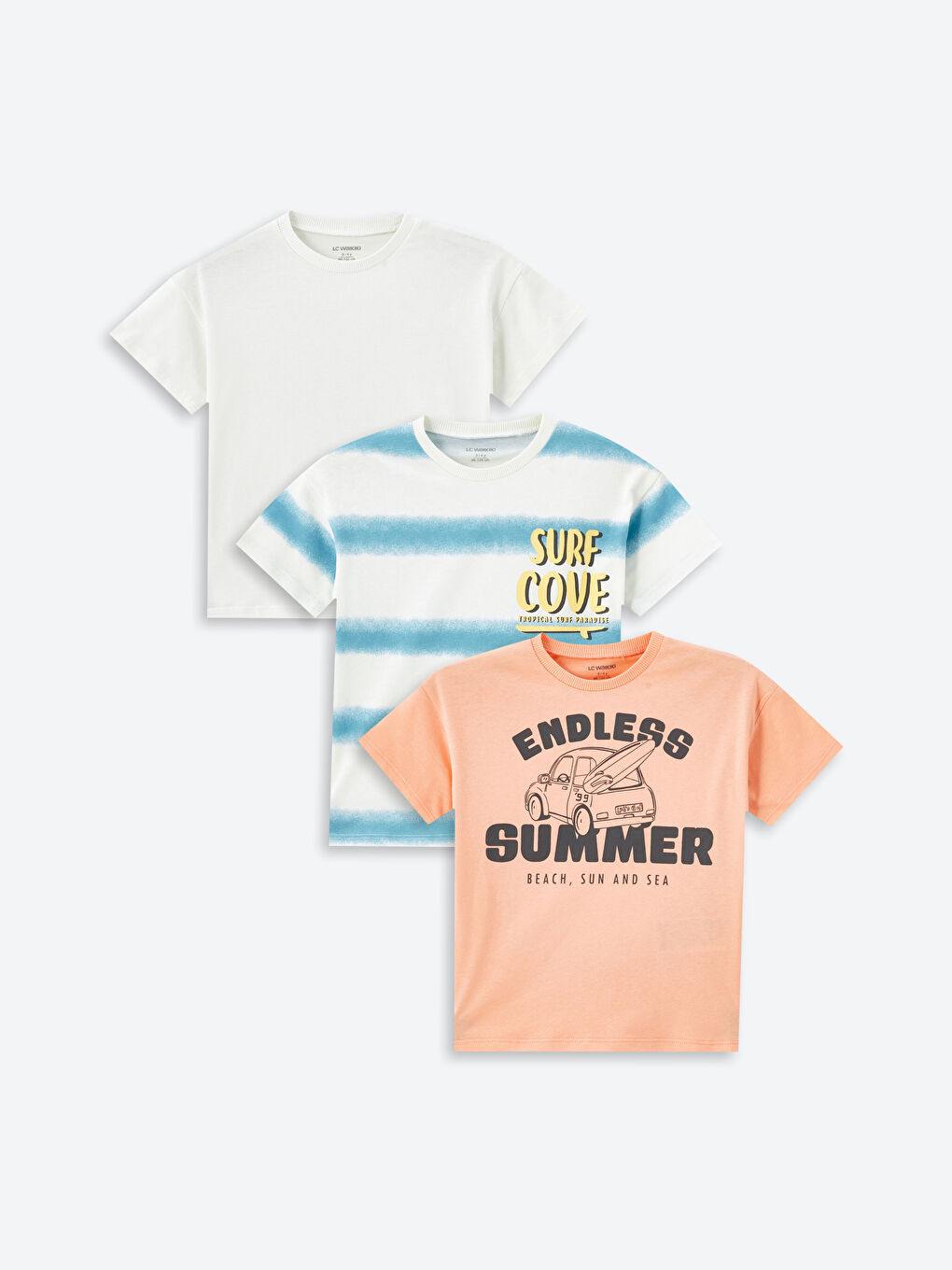 Crew Neck Short Sleeve Printed Baby Boys' T-Shirt 3-Pack -S4FF13Z1-LRV
