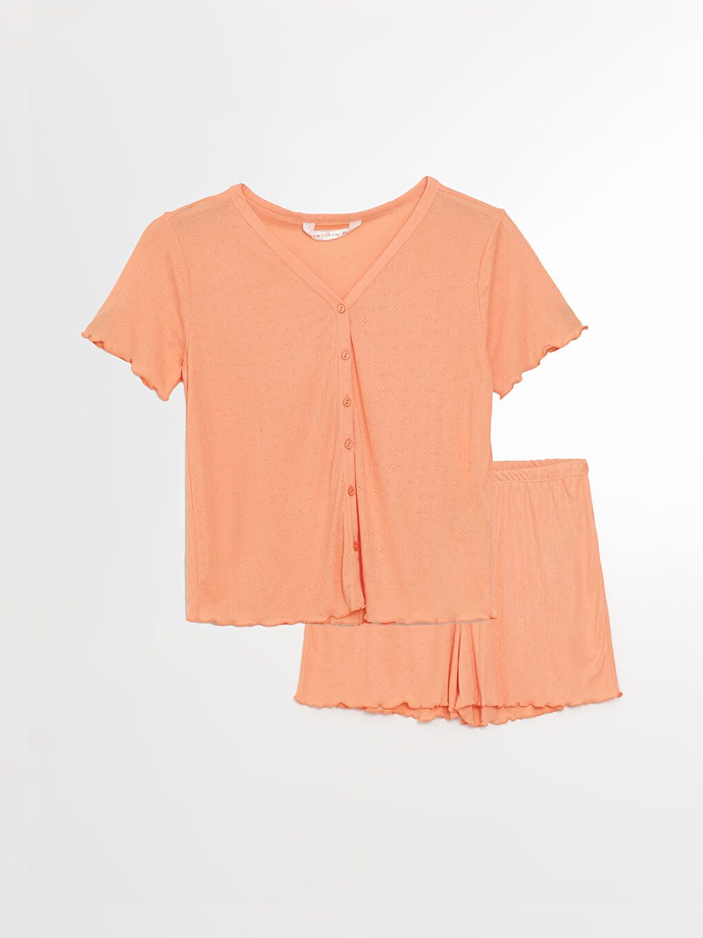 V-Neck Self-Patterned Short Sleeve Women's Pajama Set with Shorts -S4FF65Z8-FHX