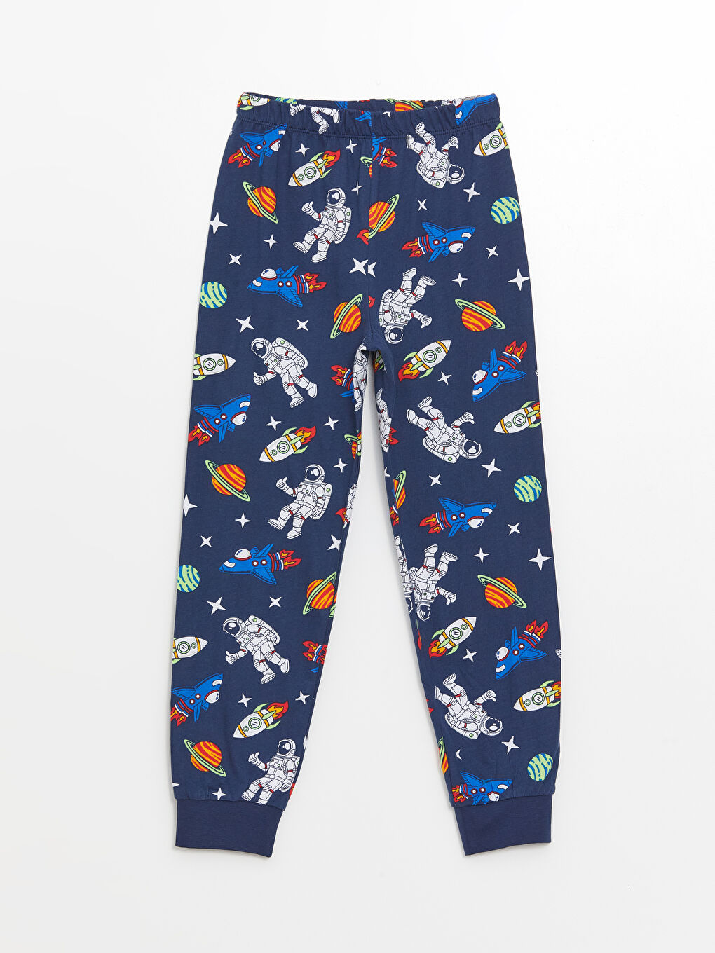 Lacivert Bisiklet Yaka Baskılı Kısa Kollu Erkek Çocuk Pijama Takımı-3