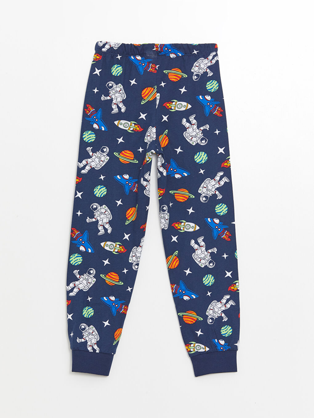 Lacivert Bisiklet Yaka Baskılı Kısa Kollu Erkek Çocuk Pijama Takımı-4